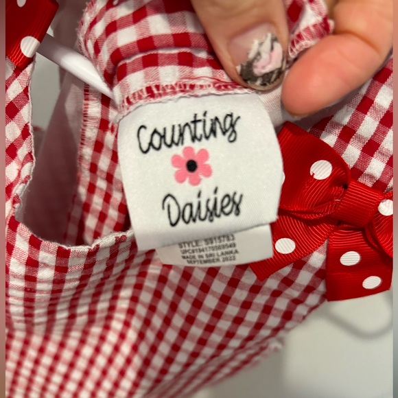 Little girl’s strawberry seersucker dress - Picture 5 of 5